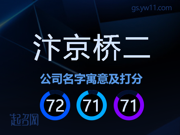 汴京桥二公司名字寓意及打分