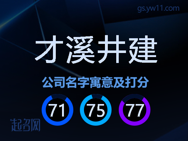 才溪井建公司名字寓意及打分