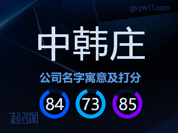 中韩庄公司名字寓意及打分
