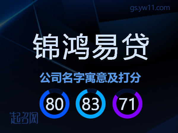 锦鸿易贷公司名字寓意及打分