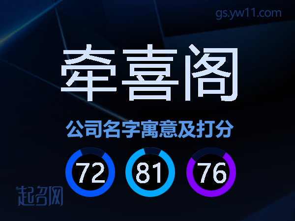 牵喜阁公司名字寓意及打分