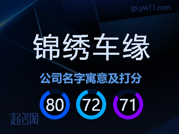 锦绣车缘公司名字寓意及打分