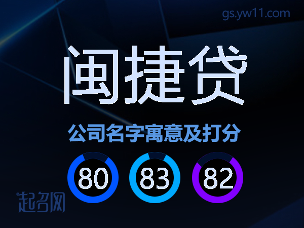 闽捷贷公司名字寓意及打分