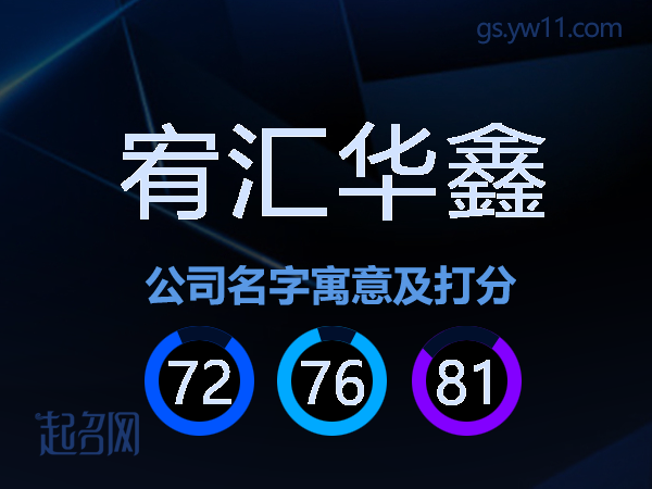 宥汇华鑫公司名字寓意及打分