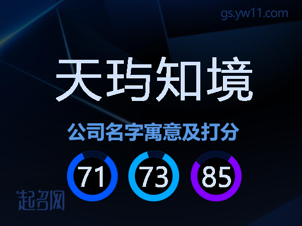 天玙知境公司名字寓意及打分