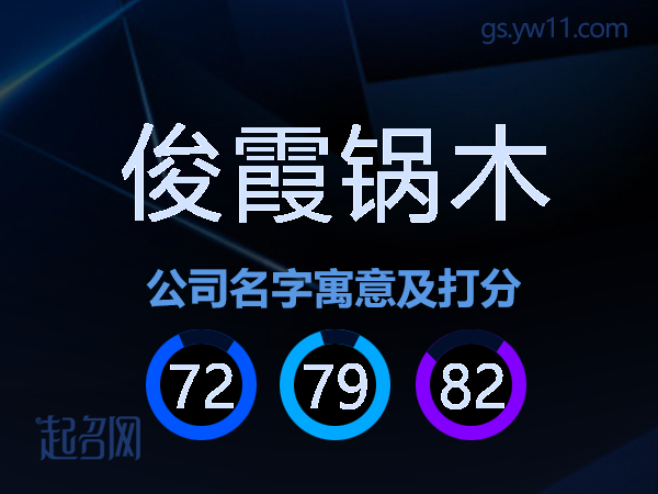 俊霞锅木公司名字寓意及打分