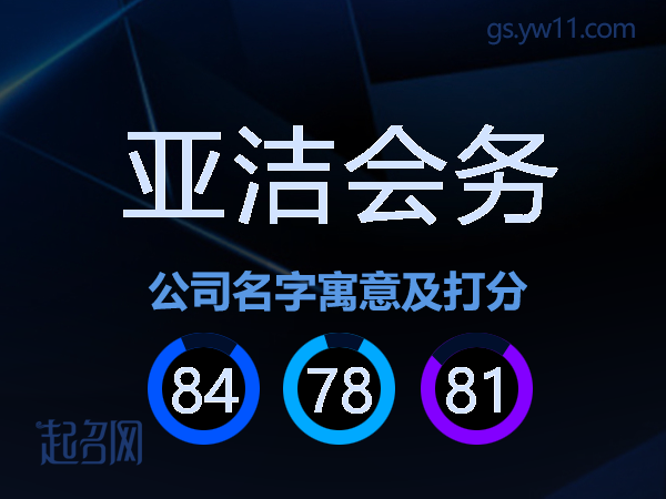 亚洁会务公司名字寓意及打分