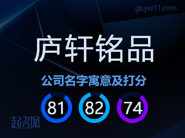 庐轩铭品公司名字寓意及打分