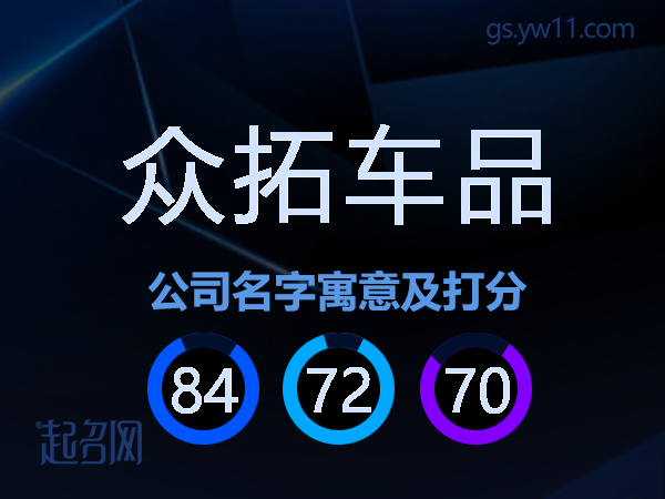 众拓车品公司名字寓意及打分