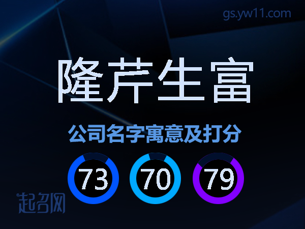 隆芹生富公司名字寓意及打分