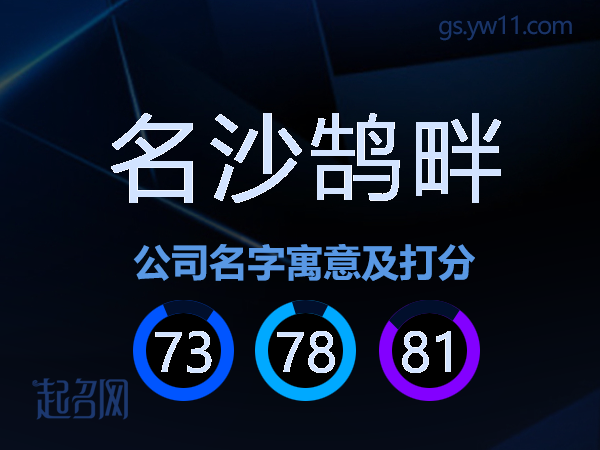 名沙鹄畔公司名字寓意及打分