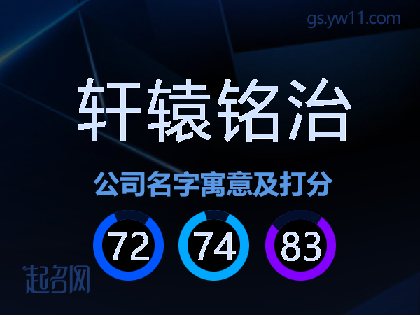 轩辕铭治公司名字寓意及打分