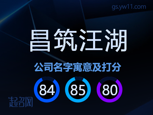 昌筑汪湖公司名字寓意及打分