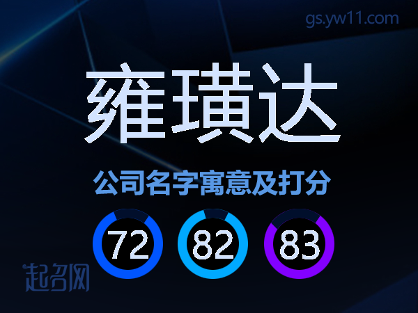 雍璜达公司名字寓意及打分
