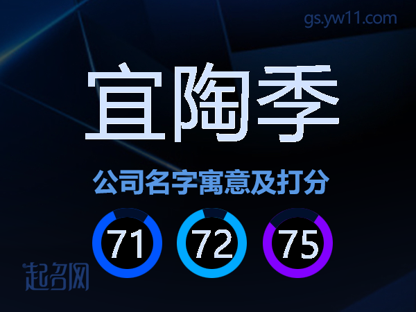 宜陶季公司名字寓意及打分