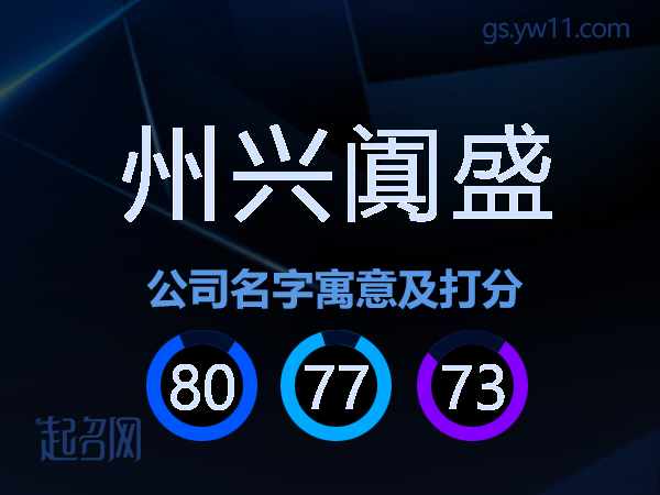 州兴阗盛公司名字寓意及打分