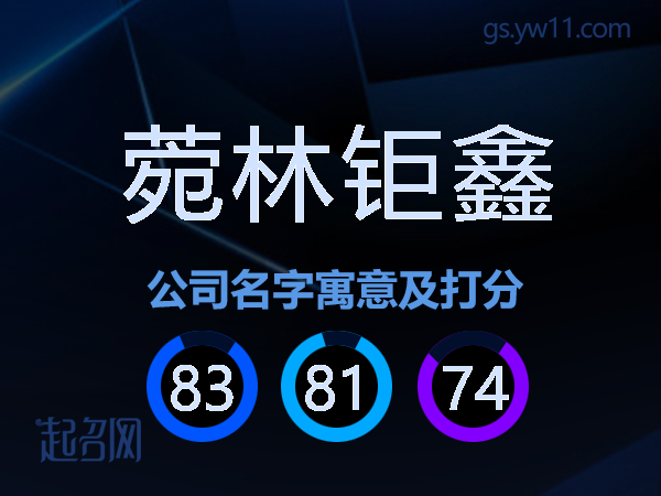 菀林钜鑫公司名字寓意及打分