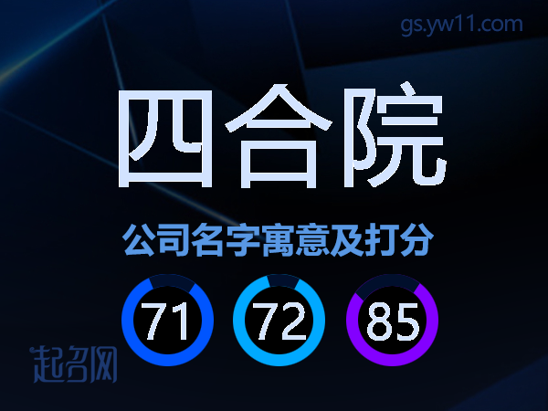 四合院公司名字寓意及打分