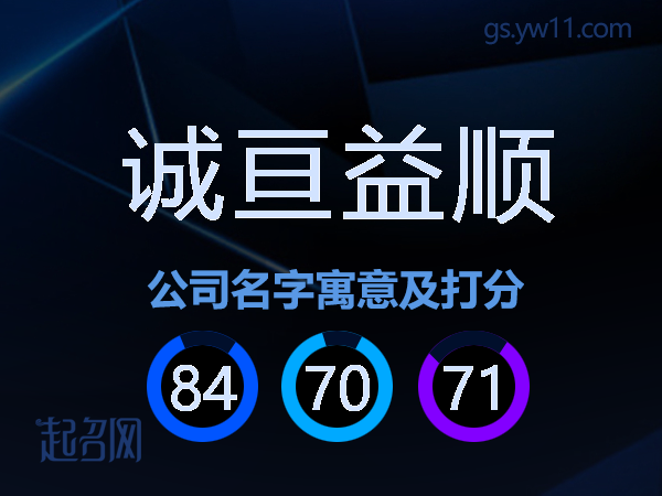 诚亘益顺公司名字寓意及打分