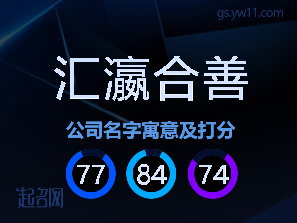 汇瀛合善公司名字寓意及打分