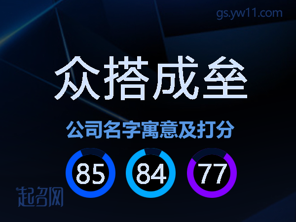 众搭成垒公司名字寓意及打分