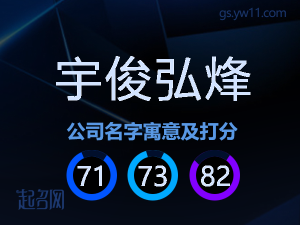 宇俊弘烽公司名字寓意及打分