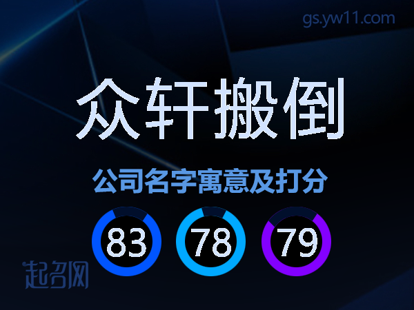 众轩搬倒公司名字寓意及打分