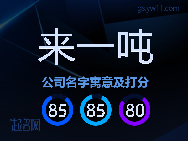 来一吨公司名字寓意及打分