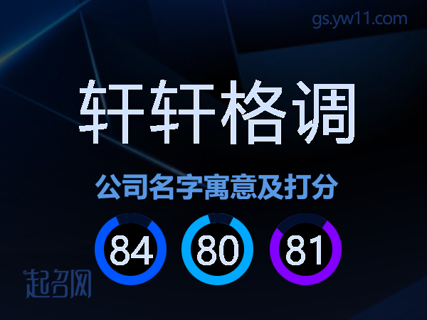 轩轩格调公司名字寓意及打分