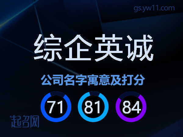 综企英诚公司名字寓意及打分