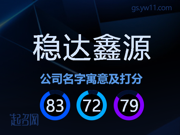 稳达鑫源公司名字寓意及打分