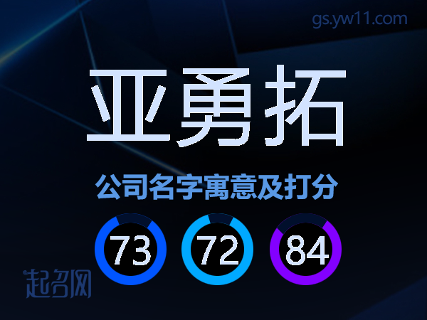亚勇拓公司名字寓意及打分