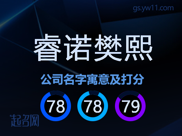 睿诺樊熙公司名字寓意及打分