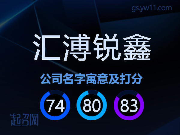 汇溥锐鑫公司名字寓意及打分