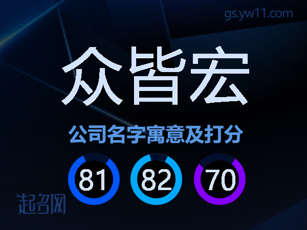 众皆宏公司名字寓意及打分