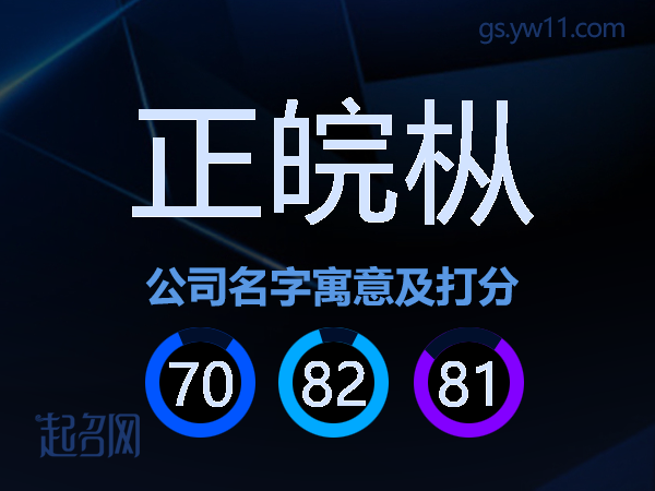 正皖枞公司名字寓意及打分