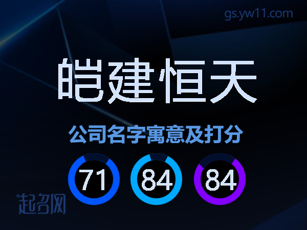 皑建恒天公司名字寓意及打分