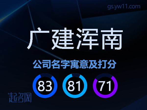 广建浑南公司名字寓意及打分
