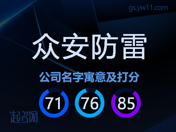 众安防雷公司名字寓意及打分