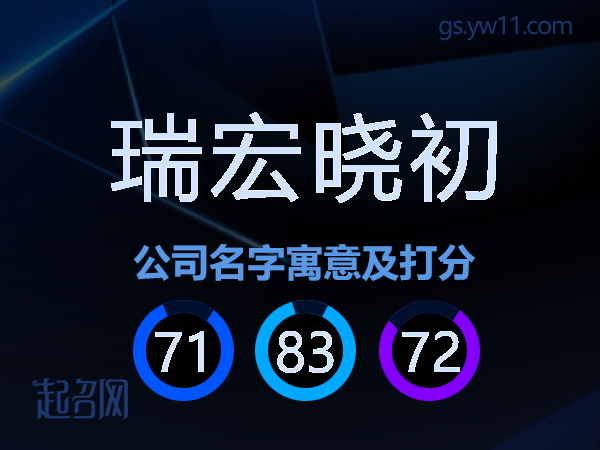 瑞宏晓初公司名字寓意及打分