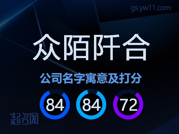 众陌阡合公司名字寓意及打分