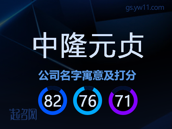 中隆元贞公司名字寓意及打分