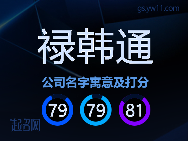 禄韩通公司名字寓意及打分